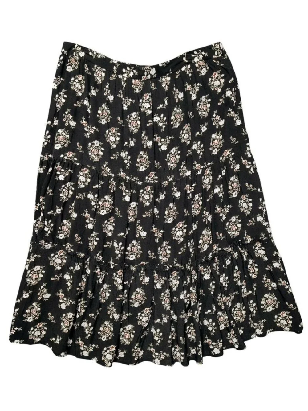 Black White Floral Skirt